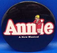 Vintage 70s 80s 3-1/2&quot; Annie- A New Musical- Movie Promo Button Pinback Pin - £5.22 GBP