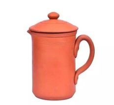Handmade Terracotta Clay Classic Water jug with Lid Natural Earthen Clay Jug for - £71.92 GBP