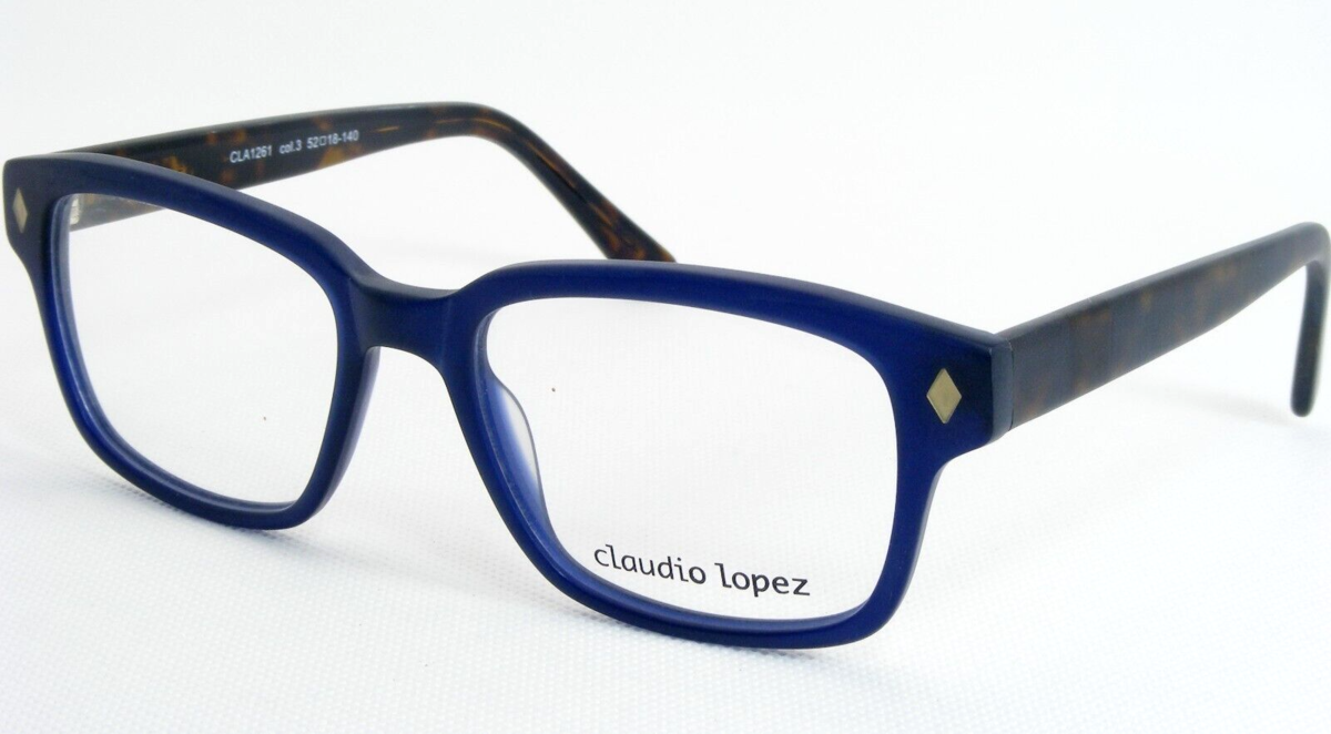 Claudio Lopez CLA1261 3 Mat Bleu Foncé / Demi Lunettes Monture 52-18-140 - $76.22