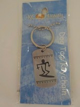 KC HAWAII 2&quot; SURFER DOG TAG W/ KEYCHAIN &amp; BEAD CHAIN NECKLACE UNISEX JEW... - £11.18 GBP