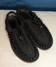 KEEN Uneek 02 Mens Size 10 / 43 Shoes Black Paracord Bungee Sneaker Sandals EUC - £38.66 GBP