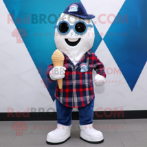 Navy Ice Cream Cone mascot costume character dressed with a Flannel Shirt and Po - £992.59 GBP