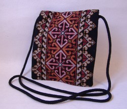 Embroidered Purse Red Orange Black Shoulder Bag Messenger Handbag Geometric  - £22.14 GBP