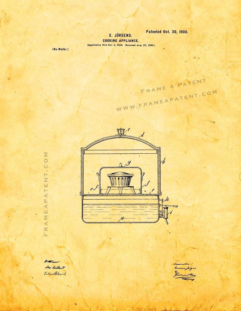 Primary image for Cooking Appliance Patent Print - Golden Look