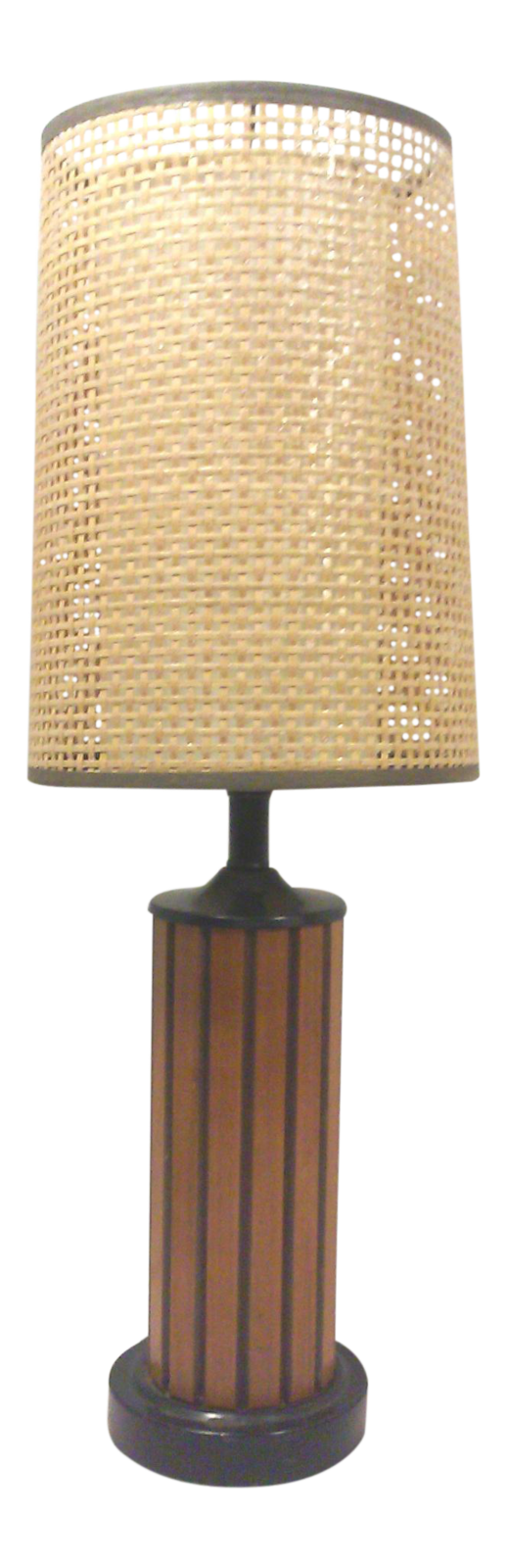 Mid-Century Walnut Accent Lamp with Original Shade - $225.00