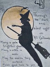 Original Halloween Postcard Witch Flying Moonlight Series 86 FA Owen MHS Unused - £84.37 GBP