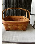 Longaberger Basket Double Swing Handle 10” Square Red Stripe Vintage Bla... - £27.23 GBP
