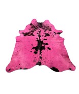 Dyed Pink Salt &amp; Pepper Cowhide Rug (fire brands/1 patch) Size: 7.2x7 fe... - $325.71