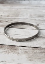 &quot;I Love You&quot; Stamped Dark Silver Tone Bracelet (Some Tarnish) - £6.42 GBP