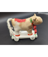 Vintage Swedish Cow On Wooden Sled Christmas Scandinavian Ornament - £14.44 GBP