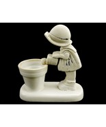 Small Planter, Porcelain Figurine Girl Pouring Water Can Into Flower Pot... - $40.14 CAD