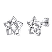 Irish Celtic Knot Flower Stud Earrings Hypoallergenic 925 Sterling Silver Tiny E - £45.02 GBP