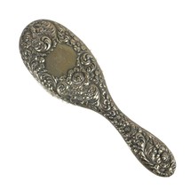 Antique Victorian Sterling Silver Heavy Baltimore Floral Repousse Hairbrush 8.5&quot; - £55.07 GBP