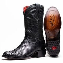 KANSAS Genuine Snake Skin Cowboy Boot from the Western Collection Black image 2