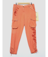 $228 ~ DA-NANG  Washable 100% Silk Capri Pants Embroidered TANDO SMALL - £70.78 GBP
