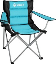 Villey Camping Chairs, Padded Folding Chair, Outdoor Portable High Camp, Blue - £46.36 GBP