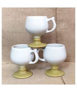 Vintage Caribe White And Mustard Pedestal Coffee Mug Set MCM Restaurant ... - $24.75