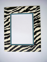 Picture Framing Mat 8x10 for 5x7 photo Zebra Black White Turquoise  Blue Liner - £3.52 GBP