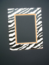 Picture Framing Mat 8x10 for 5x7 photo Zebra Black and White with Orange Liner - £4.75 GBP