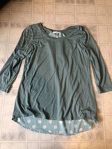 Le Lis tee Turquoise with  Polka Dot Chiffon back Insert Size medium 3/4 sleeve - £19.76 GBP