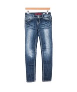 Bongo Skinny Jeans 5 Juniors Blue Whiskers Cotton Blend Flap Pockets - $17.68