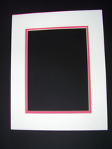 Picture Mat Double Mat 11X14 for 8x10 photo White with hot pink liner mat - £9.55 GBP