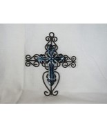 Blue Glazed Ceramic Cross on Wire Backing - €12,86 EUR