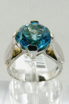 3  Ctw Genuine Round Cut Blue Topaz &amp; Inlay Diamond White 14 K Gold Ring New $999 - £469.04 GBP