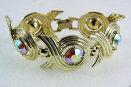 Vintage Sarah Cov Coventry Gold Tone Aurora Borealis Crystal Bracelet - £70.26 GBP