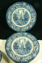 Liberty Blue Staffordshire Colonial Scenes Independence Hall Dinner Plates 4 set - £67.66 GBP