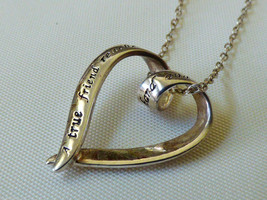 Sterling silver 925 Heart Ribbon pendant True Friend Message Sentiment Necklace - £27.77 GBP
