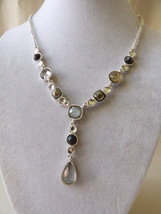 AVON VTG Silver Plate drop charm necklace 19.5&quot; adjustable Necklace - £17.65 GBP