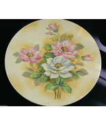 Vintage Lefton Hand Painted China Rose Flowers Yellow Cream Plate signed... - £56.26 GBP