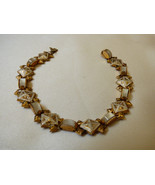 VTG Damascene gold tone &amp; Mother of Pearl link bracelet 7&quot; - £58.40 GBP