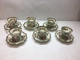 Vintage Coalport China Indian Summer Pattern Set Of 6 Demitasse Teacups Saucers - £118.98 GBP