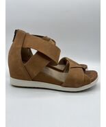 Eileen Fisher Wedge Beige Leather Strap Sandals Size 7 Bs307 - $13.71
