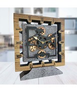 CANADA LINE DESK CLOCK SQUARE (HYBRID WALL) 10 INCH WOOD &amp; STONE - $110.97 CAD