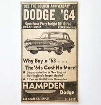 1963 Hampden Dodge Dealership Springfield Advertisement Massachusetts DWJJ5 - $19.99