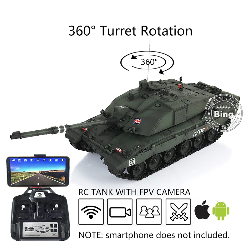 Heng Long 1/16 TK7.0 Plastic Ver Challenger II RC Tank 3908 360° Turret ... - £381.31 GBP+