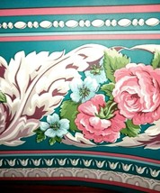 Victorian Rose Floral Green Acanthus Leaf Scroll Swirl Wallpaper Border ... - $14.73