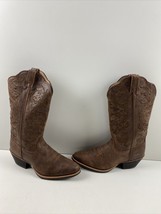 Twisted X Fancy Stitched Brown Leather Round Toe Pull On Western Boots Women 7 B - £58.33 GBP