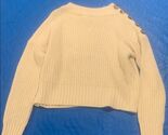 Elegant Cream Sweater with Button Accents - $13.86