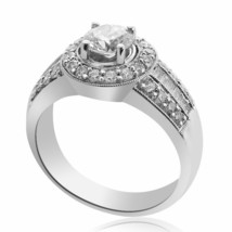 1.40 Carat G-SI1 Natural Round Cut Diamond Halo Engagement Ring 18K White Gold - £2,034.21 GBP