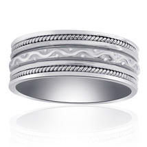 8.35mm 14K White Gold Comfort Fit Mens Band - £425.00 GBP