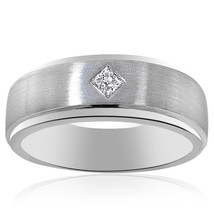 0.15 Carat Mens Princess Cut Diamond Wedding Band 14K White Gold - £486.72 GBP