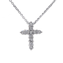 0.40 Carat Children&#39;s Round Cut Diamond Cross Pendant Necklace 14K White... - $386.09