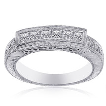 0.85 Carat Princess Cut Diamond Womens Wedding Band 14K White Gold - £1,050.40 GBP