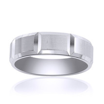 6.5mm 14K White Gold Comfort Fit Horizontal Grooves Band - £327.08 GBP