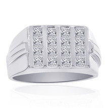 1.50 Carat Invisibile Setting Mens Princess Cut Diamond Ring 14K White Gold - $1,781.01