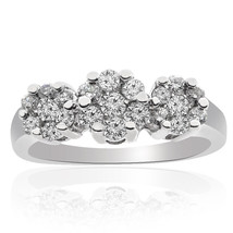 0.75 Carat G-SI1 Natural Round Diamond Cluster Engagement Ring 14K White Gold - £591.68 GBP